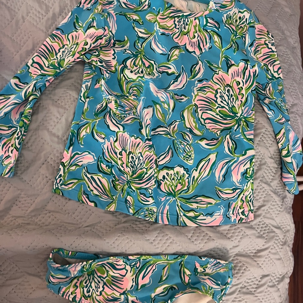 Lilly Pulitzer Blue and Pink Floral Swimsuit